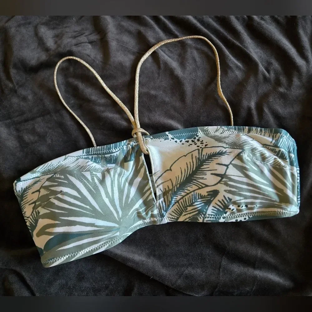 Aerie Keyhole Bikini Top Halter Bandeau Tropical Sz Small NWT